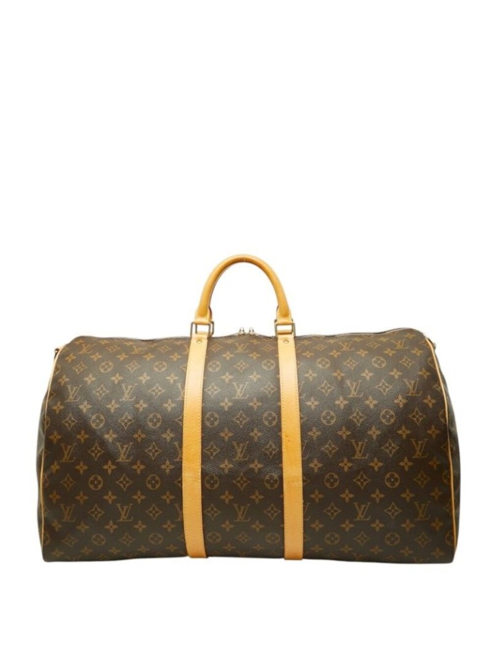 Louis Vuitton Monogram Keepall Bandouliere 55 Boston Bag Brown Leather